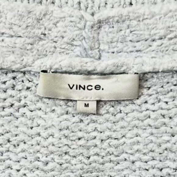 Vince Textured V-Neck Sweater Light Blue Sky Blue Designer Cotton Knit M - Picture 8 of 10